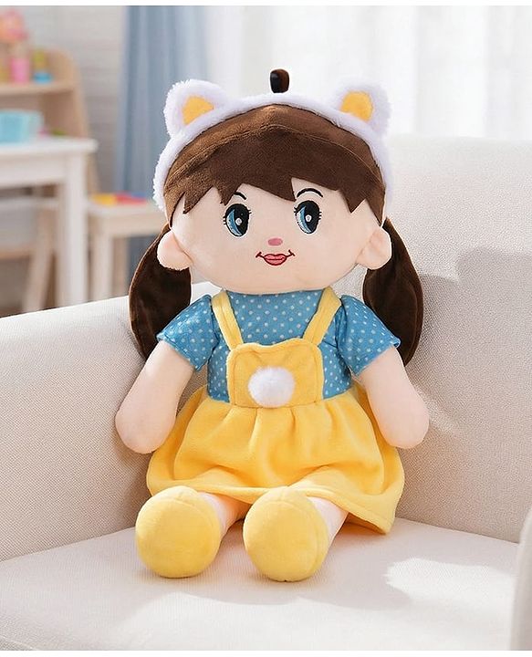 Babyhug 70cm Daisy Doll with Cute Dress & Stitched Shoes - Yellow| Ideal Snuggle Toy| Super Soft Fabric| Cuddle & Travel Partner| Toddler Gifting| BIS Certified| Room & Car Decor