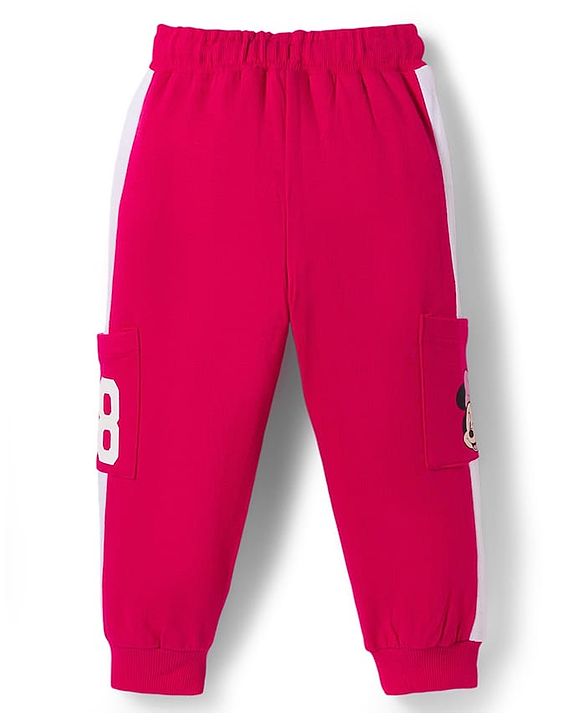 Babyhug Disney Single Jersey Knit Full Sleeves T-Shirt & Trackpant Set With Minnie Mouse Print - Dark Pink