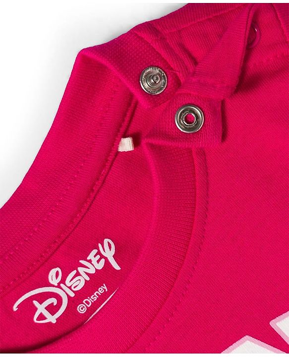 Babyhug Disney Single Jersey Knit Full Sleeves T-Shirt & Trackpant Set With Minnie Mouse Print - Dark Pink