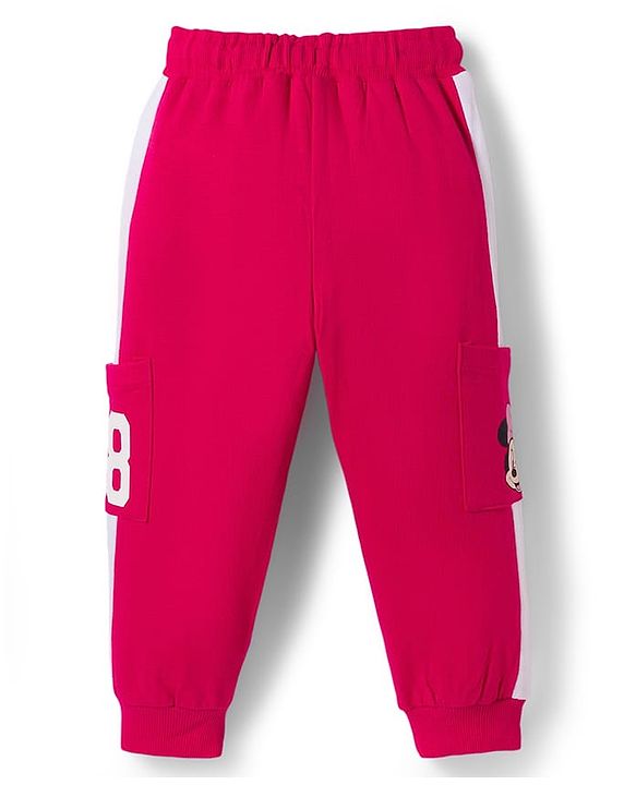 Babyhug Disney Single Jersey Knit Full Sleeves T-Shirt & Trackpant Set With Minnie Mouse Print - Dark Pink