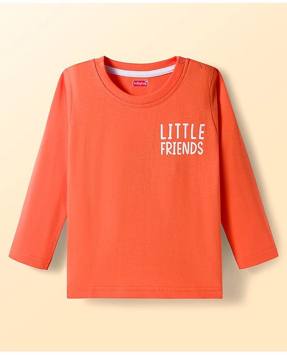 Babyhug 100% Cotton Knit Full  Sleeves T-Shirts with Star & Animal Print Pack of 3 - Orange & White Blue