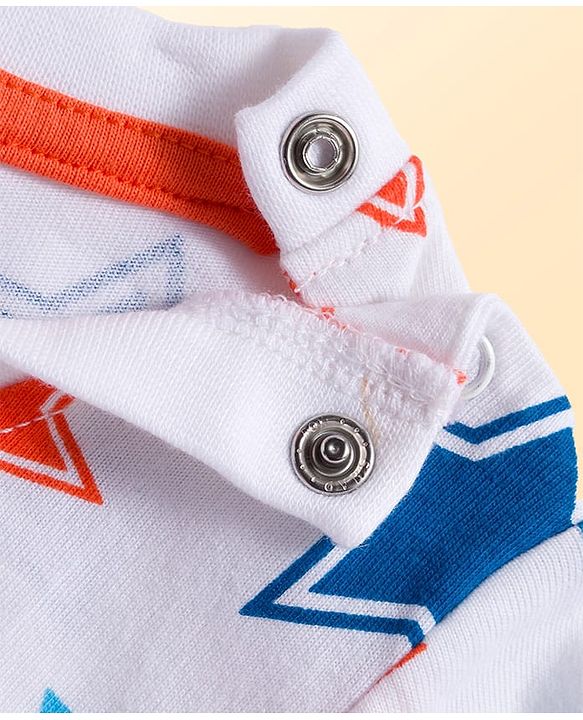 Babyhug 100% Cotton Knit Full  Sleeves T-Shirts with Star & Animal Print Pack of 3 - Orange & White Blue