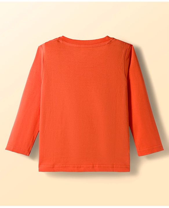 Babyhug 100% Cotton Knit Full  Sleeves T-Shirts with Star & Animal Print Pack of 3 - Orange & White Blue
