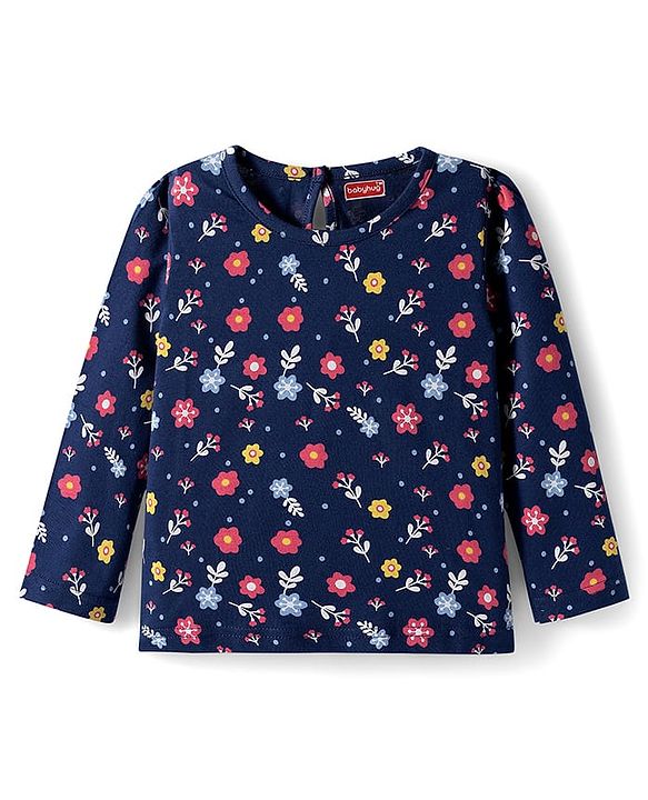 Babyhug 100% Cotton Knit Full Sleeves T-Shirts with Polka Dots & Floral Print Pack of 3 - Multicolor
