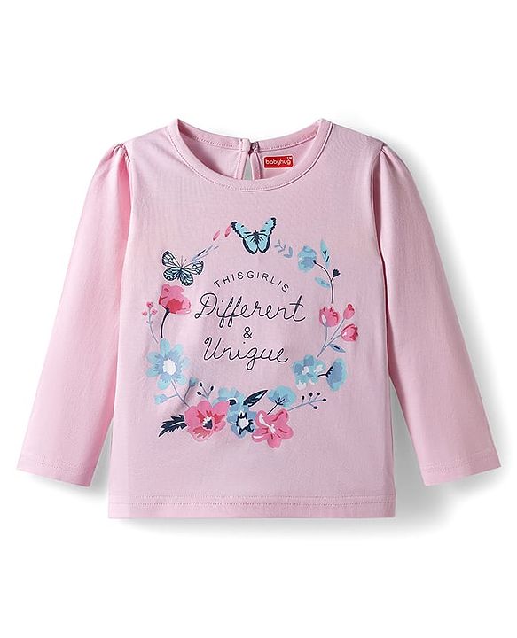 Babyhug 100% Cotton Knit Full Sleeves T-Shirts with Polka Dots & Floral Print Pack of 3 - Multicolor
