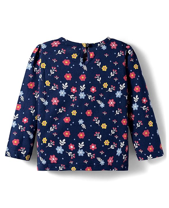 Babyhug 100% Cotton Knit Full Sleeves T-Shirts with Polka Dots & Floral Print Pack of 3 - Multicolor
