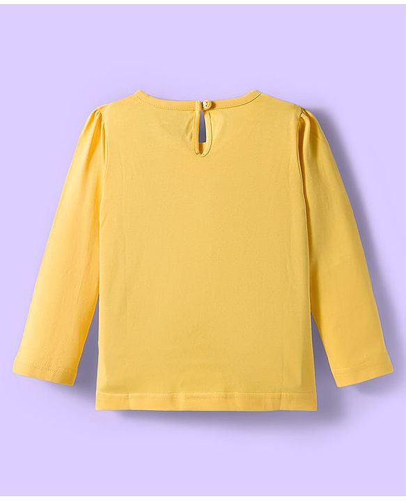 Babyhug 100% Cotton Knit Full Sleeves T-Shirts with Stripes Animal & Floral Print Pack of 3 - Light Blue Pink & Yellow