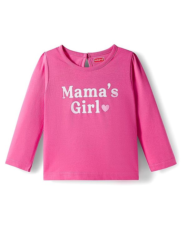 Babyhug 100% Cotton Knit Full Sleeves T-Shirts with Mamas Girl Text Print Pack of 3 - Pink Navy Blue & Yellow
