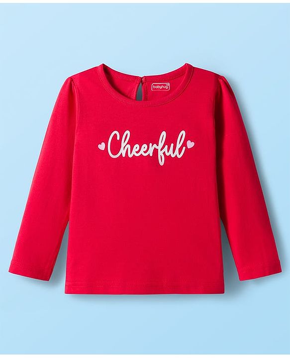 Babyhug 100% Cotton Knit Full Sleeves T-Shirts with Text & Heart Print Pack of 3 - Red White & Navy Blue