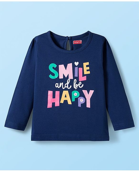 Babyhug 100% Cotton Knit Full Sleeves T-Shirts with Text & Heart Print Pack of 3 - Red White & Navy Blue