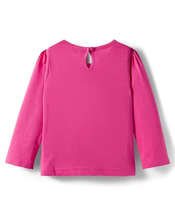 Babyhug 100% Cotton Knit Full Sleeves T-Shirts with Text & Floral Print Pack of 3 - Pink Lilac & Dark Pink