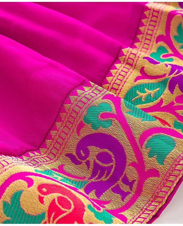 Babyhug Woven Half Sleeves Ethnic Dress With Brocade Design - Fuschia