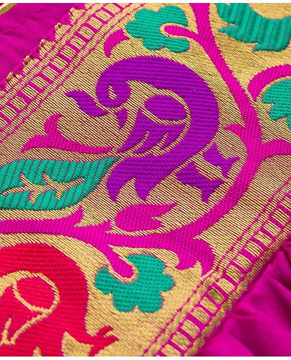 Babyhug Woven Half Sleeves Ethnic Dress With Brocade Design - Fuschia