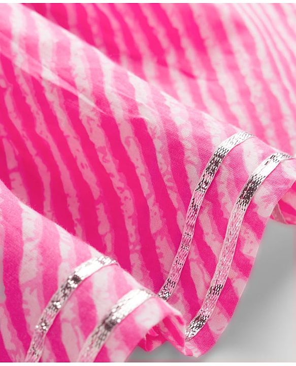 Babyhug Cambric Woven Three Fourth Sleeves Printed Ethnic Dress - Pink
