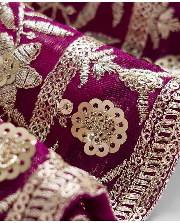 Babyhug Mesh Woven Half Sleeves Ethnic Dress With Floral Embroidery & Sequin Detailing - Wine