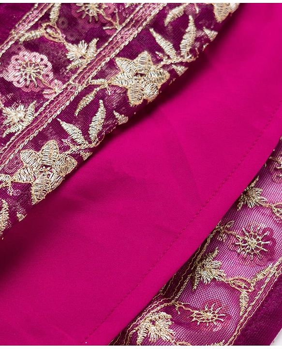 Babyhug Mesh Woven Half Sleeves Ethnic Dress With Floral Embroidery & Sequin Detailing - Wine