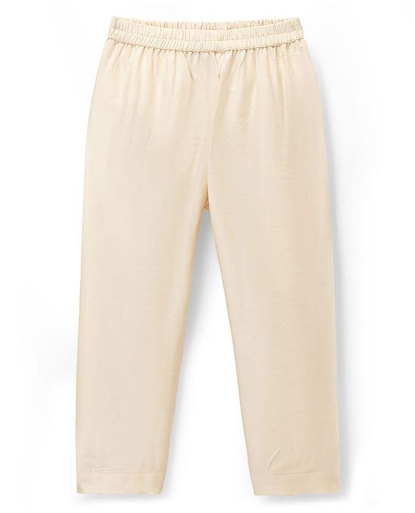 Babyhug Woven Full Sleeves Kurta Pajama Set with Sequin Detailing - Golden