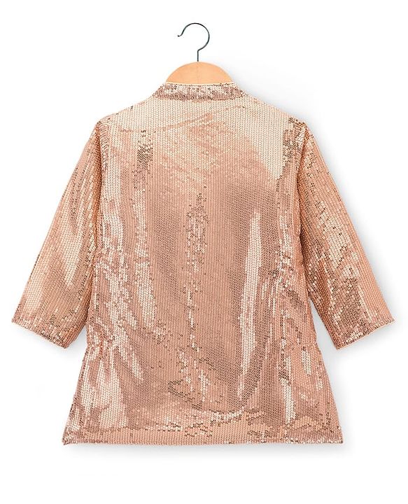 Babyhug Woven Full Sleeves Kurta Pajama Set with Sequin Detailing - Golden