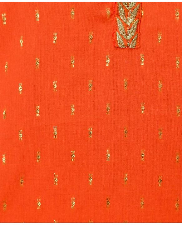 Babyhug Lurex Dobby Woven Full Sleeves Kurta Dhoti Set with Foil Print - Orange