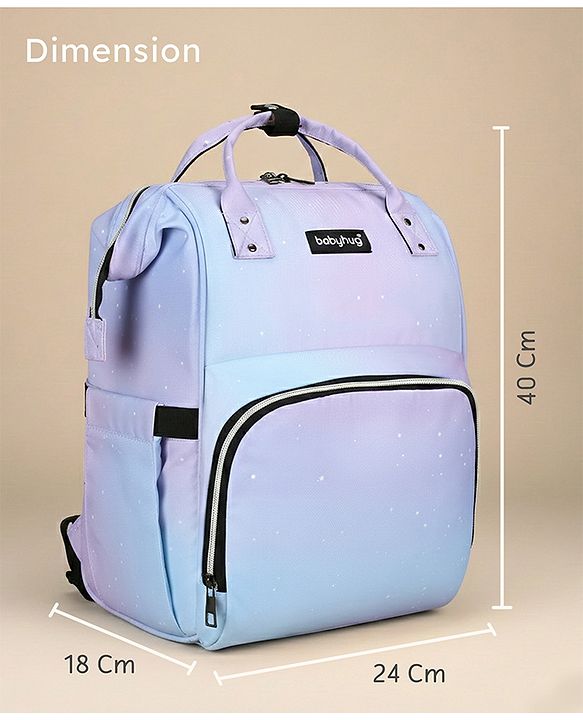 Babyhug Multipurpose Spacious Diaper Backpack Star Print - White| Adjustable Shoulder Strap|Insulated Bottle Pouch|Smart Back Zipper| Wipes Dispenser|Fishmouth Opening|Stylish Design|Attach to Trolley