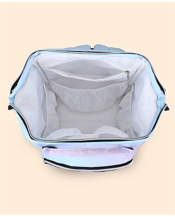 Babyhug Multipurpose Spacious Diaper Backpack Star Print - White| Adjustable Shoulder Strap|Insulated Bottle Pouch|Smart Back Zipper| Wipes Dispenser|Fishmouth Opening|Stylish Design|Attach to Trolley