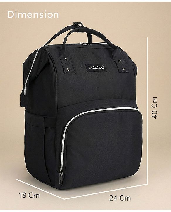 Babyhug Multipurpose Spacious Diaper Backpack - Navy Blue| Adjustable Shoulder Strap| Insulated Bottle Pouch| Smart Back Zipper| Wipes Dispenser| Wide Fish-mouth Opening| Attach to Trolley