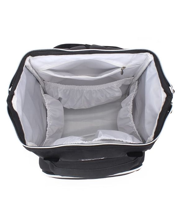 Babyhug Multipurpose Spacious Diaper Backpack - Navy Blue| Adjustable Shoulder Strap| Insulated Bottle Pouch| Smart Back Zipper| Wipes Dispenser| Wide Fish-mouth Opening| Attach to Trolley