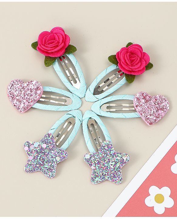 Babyhug  Snap Clips with Floral & Butterfly Applique Pack of 6 - Multicolor