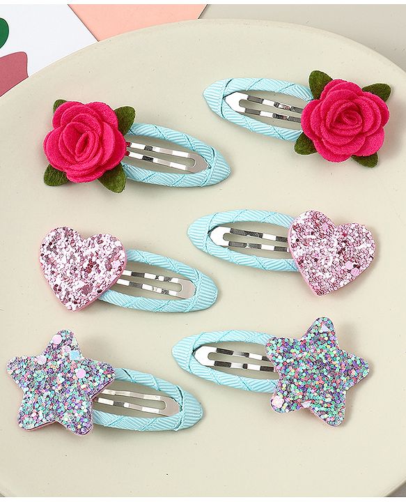 Babyhug  Snap Clips with Floral & Butterfly Applique Pack of 6 - Multicolor