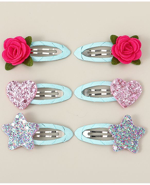 Babyhug  Snap Clips with Floral & Butterfly Applique Pack of 6 - Multicolor