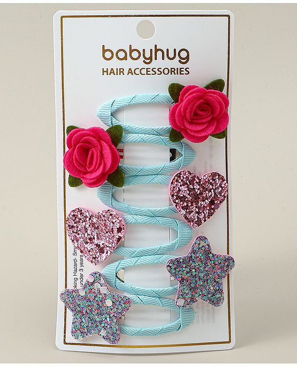 Babyhug  Snap Clips with Floral & Butterfly Applique Pack of 6 - Multicolor