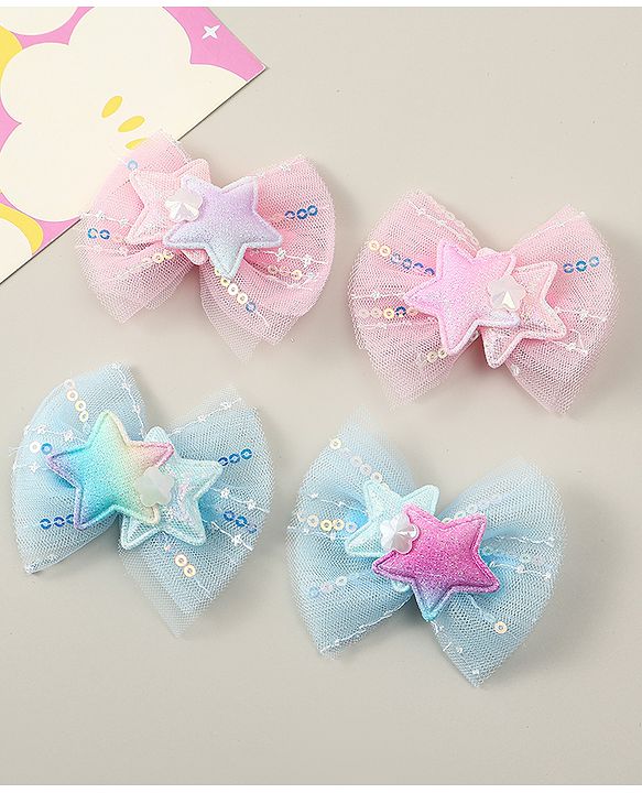 Babyhug Bow Applique Hair Snap Clips - Blue & Pink