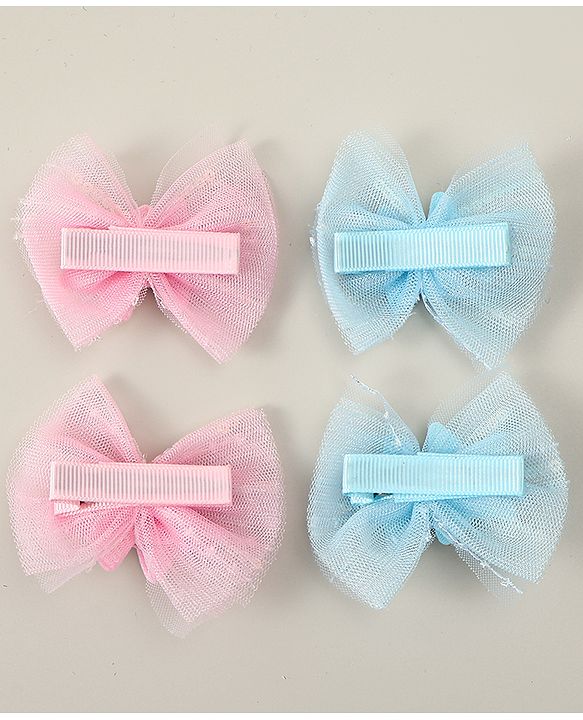 Babyhug Bow Applique Hair Snap Clips - Blue & Pink