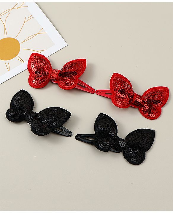 Babyhug Snap Clips with Butterfly Applique Pack of 4 - Fuchsia & White