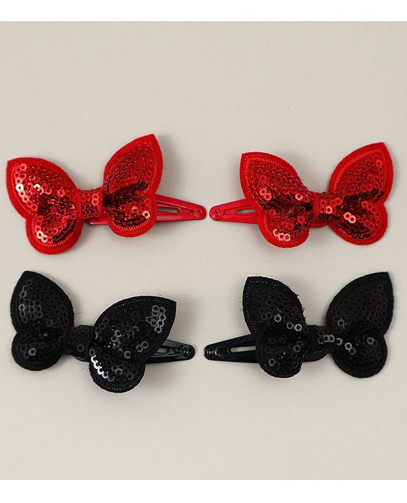 Babyhug Snap Clips with Butterfly Applique Pack of 4 - Fuchsia & White