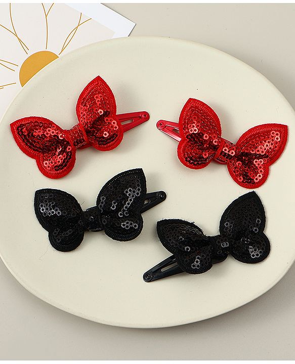Babyhug Snap Clips with Butterfly Applique Pack of 4 - Fuchsia & White