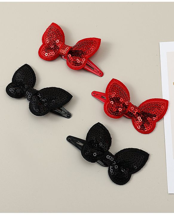 Babyhug Snap Clips with Butterfly Applique Pack of 4 - Fuchsia & White