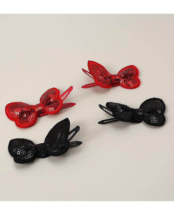 Babyhug Snap Clips with Butterfly Applique Pack of 4 - Fuchsia & White