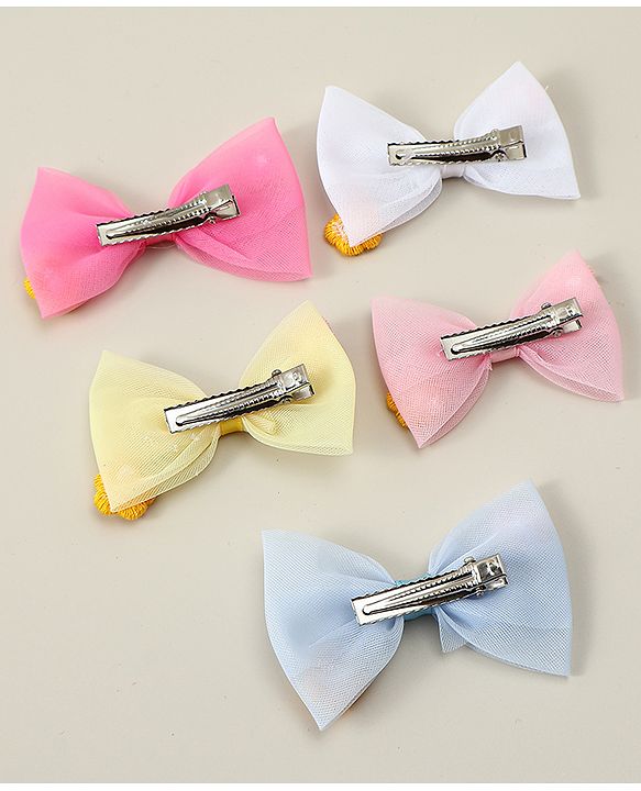 Babyhug Hair Clips with Bow Applique Pack of 5 - Multicolor