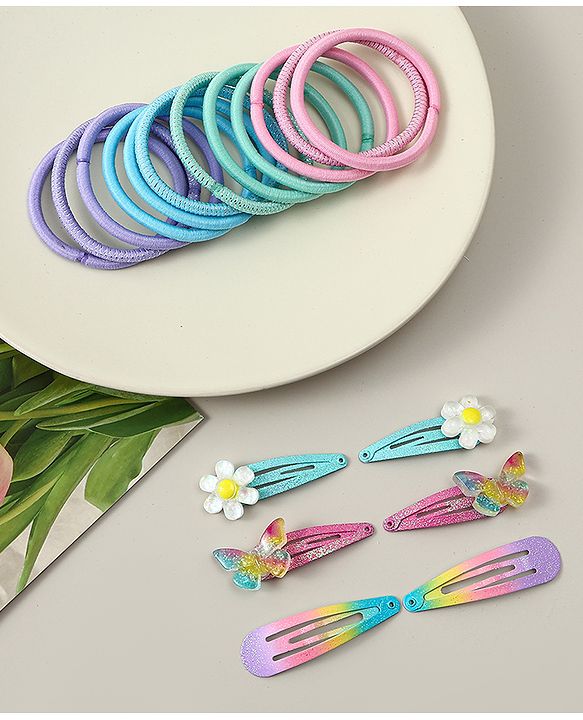 Babyhug Hair Accessories Combo Sets With Butterfly Applique - Multicolor
