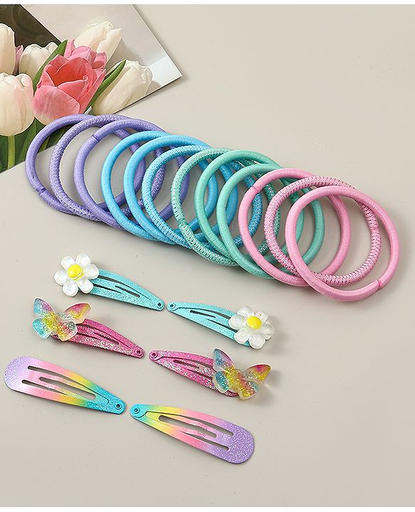 Babyhug Hair Accessories Combo Sets With Butterfly Applique - Multicolor