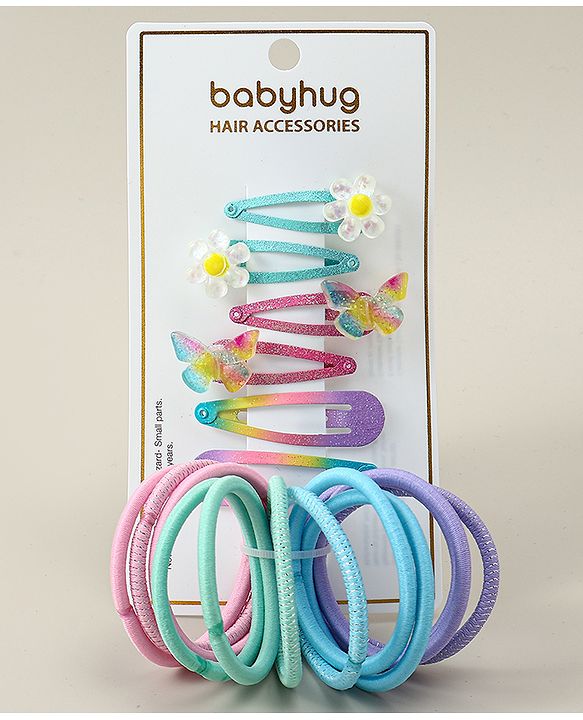 Babyhug Hair Accessories Combo Sets With Butterfly Applique - Multicolor