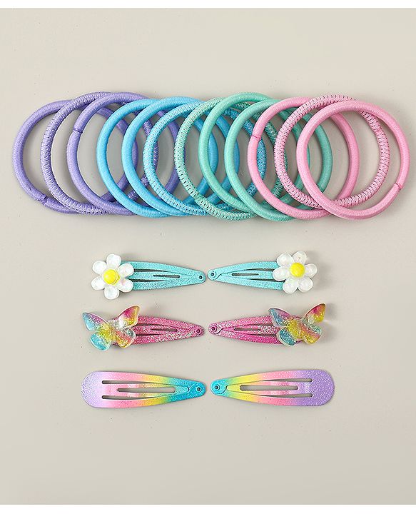 Babyhug Hair Accessories Combo Sets With Butterfly Applique - Multicolor