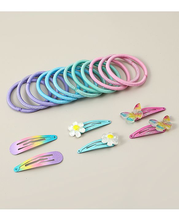 Babyhug Hair Accessories Combo Sets With Butterfly Applique - Multicolor