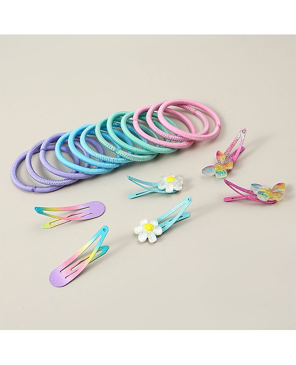 Babyhug Hair Accessories Combo Sets With Butterfly Applique - Multicolor