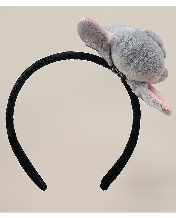 Babyhug Hair Band With Elephant Applique - Light Grey