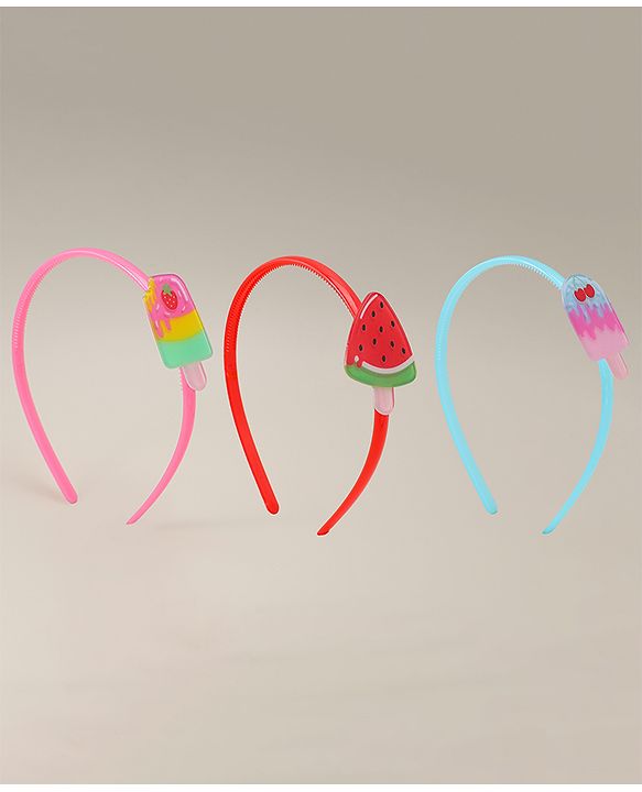 Babyhug Candy Shape Applique Hair Bands Pack of 3 - Multicolor