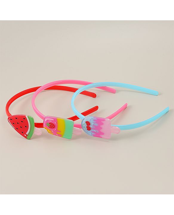 Babyhug Candy Shape Applique Hair Bands Pack of 3 - Multicolor
