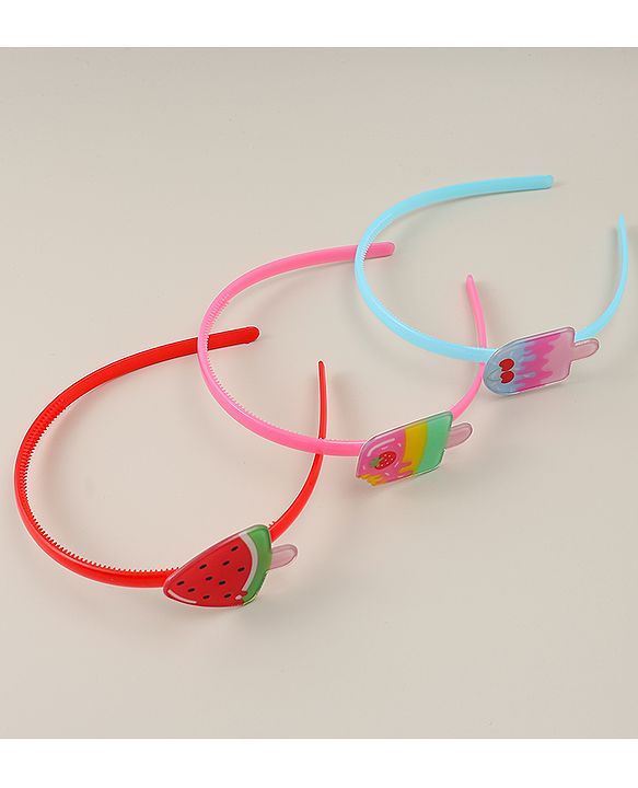 Babyhug Candy Shape Applique Hair Bands Pack of 3 - Multicolor