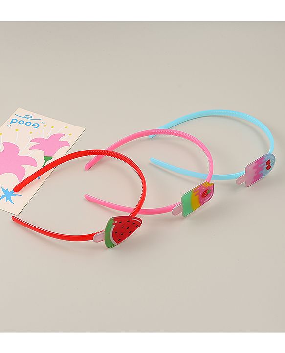Babyhug Candy Shape Applique Hair Bands Pack of 3 - Multicolor